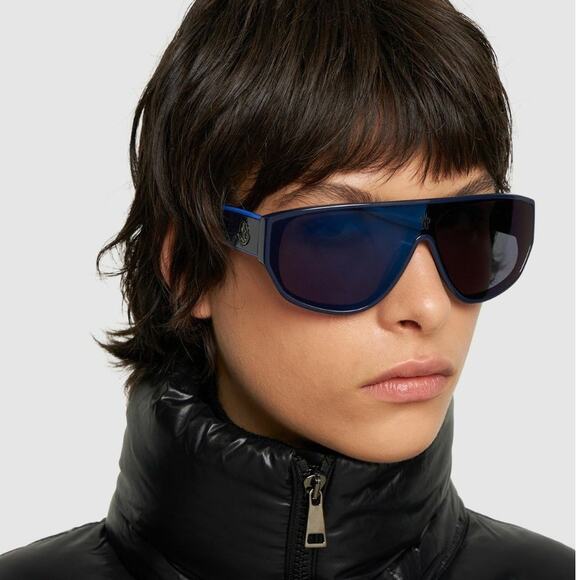 MONCLER Tronn Shield Sunglasses ML0260 Bright Blue Mirror Unisex - Picture 1 of 13